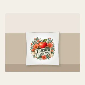 TEACHER THANK YOU Pillow in white