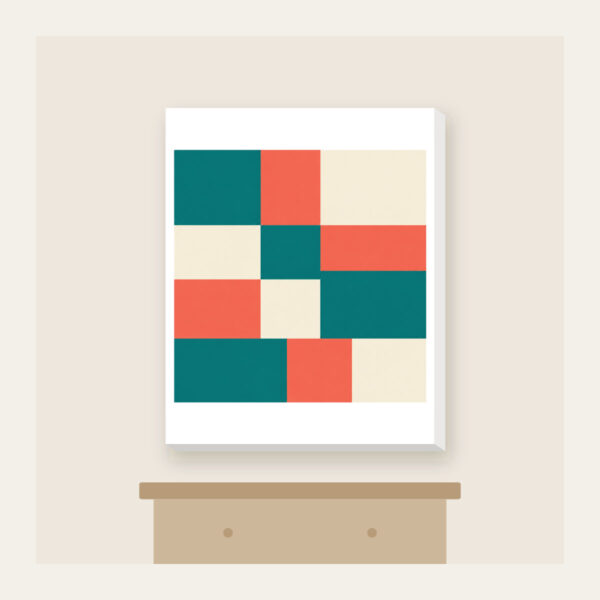 Product image Teal, Coral and Cream Color Blocks Canvas Print