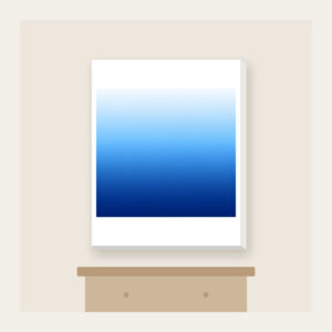 White to Sky Blue to Navy Gradient Canvas Print in white: A gradient from white through sky blue to navy.