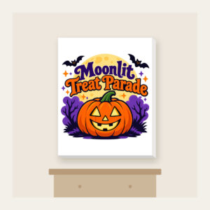 Moonlit Treat Parade Canvas Print in white