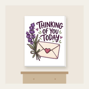 THINKING OF YOU TODAY Canvas Print in white