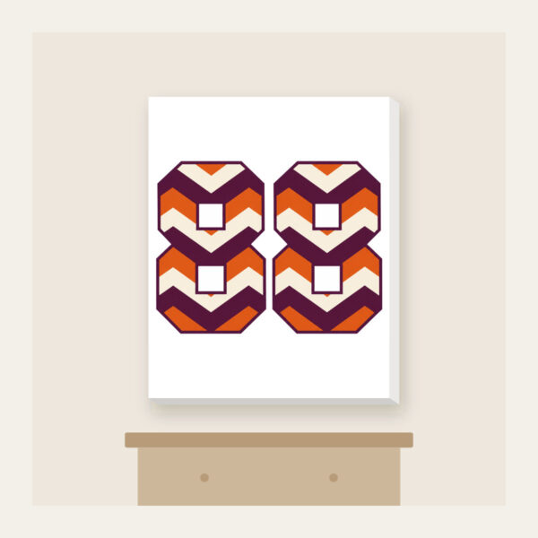 Product image Plum Chevron Panels with Number 88 Canvas Print