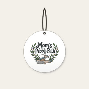 Mom's Pebble Path Ceramic Ornament in white