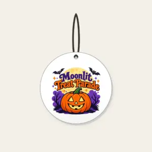 Moonlit Treat Parade Ceramic Ornament in white