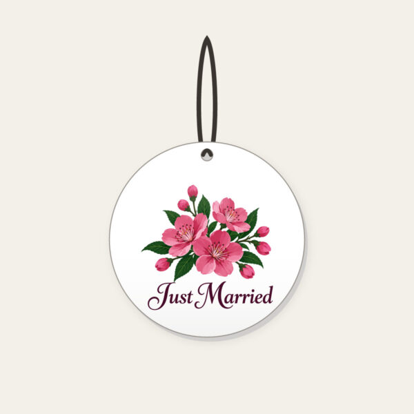 Product image Cherry Blossoms and Just Married Wording Ceramic Ornament