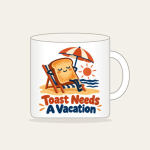 Toast Needs A Vacation Mug in white