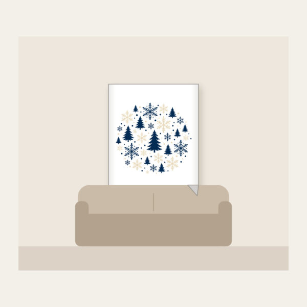 Product image Snowflakes and Pines in Navy and Cream Fleece Blanket