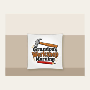 Grandpa's Workshop Morning Pillow in white