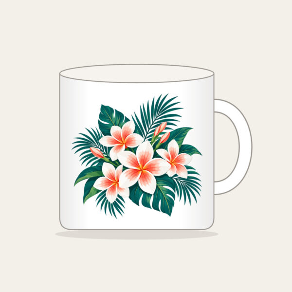 Product image Plumeria and Palm Leaves on Deep Teal Mug