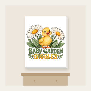 BABY GARDEN GIGGLES Canvas Print in white
