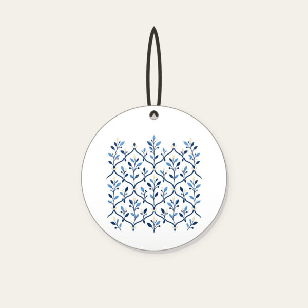 Product image Navy Trellis and Leaf Pattern Ceramic Ornament