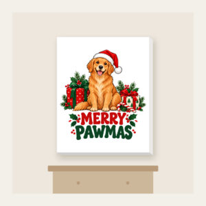 Merry Pawmas Canvas Print in white