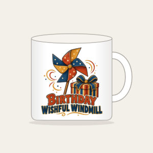 BIRTHDAY WISHFUL WINDMILL Mug in white