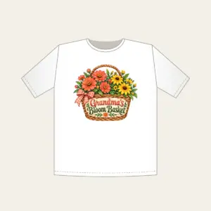 Grandma's Bloom Basket T-Shirt in white