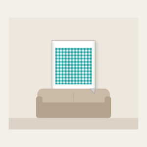 Teal Gingham Check Fleece Blanket in white: A teal gingham check crossed by a fine white line.