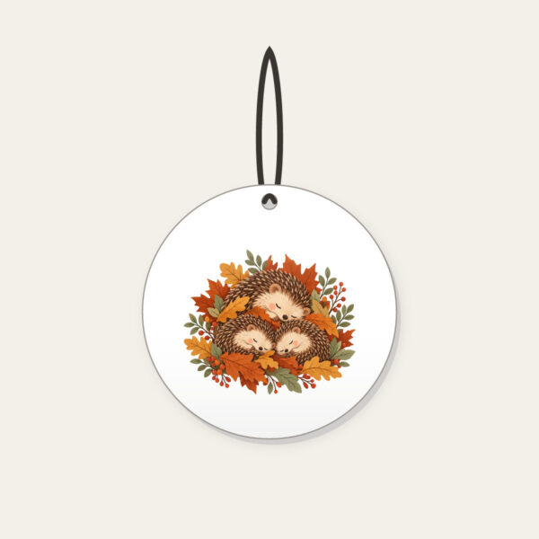 Product image Sleeping Hedgehogs in Autumn Leaves Ceramic Ornament