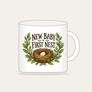 NEW BABY FIRST NEST Mug in white