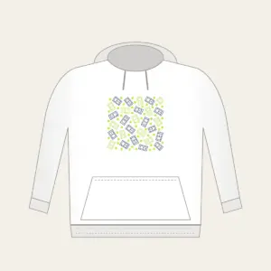 Tennis Court Lines Hoodie in white: Court lines and tiny tennis balls in lime, white and navy.