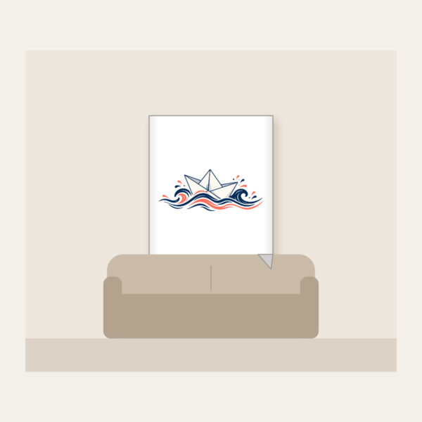 Product image Folded Paper Boat on Navy Waves Fleece Blanket