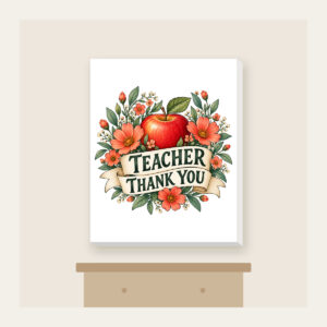 TEACHER THANK YOU Canvas Print in white