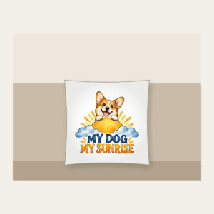 MY DOG MY SUNRISE Pillow in white