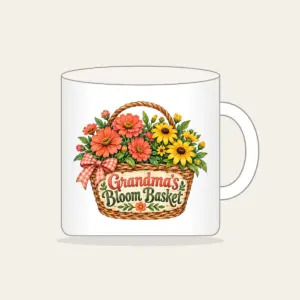 Grandma's Bloom Basket Mug in white