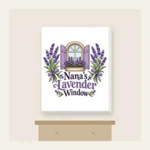 Nana's Lavender Window Canvas Print in white