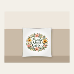 Mom's Quiet Garden Pillow in white