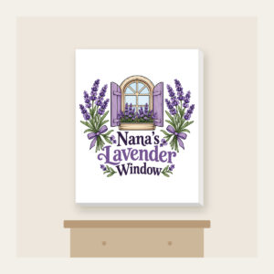 Nana's Lavender Window Canvas Print in white