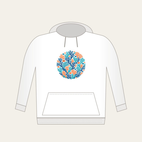 Product image Branching Coral and Tiny Fish on Deep Blue Hoodie
