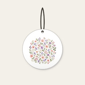 Pressed Posies in Blush and Lavender Ceramic Ornament in white: All-over pressed posies in blush, lavender and sage.