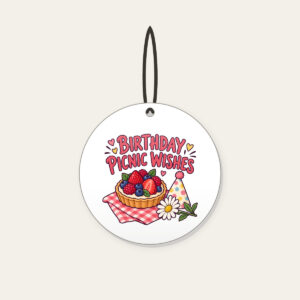 BIRTHDAY PICNIC WISHES Ceramic Ornament in white