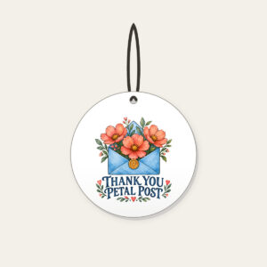 THANK YOU PETAL POST Ceramic Ornament in white