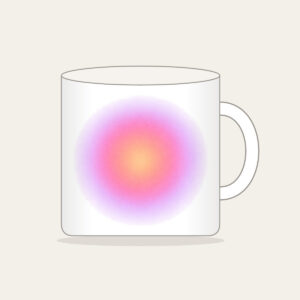 Apricot to Rose to Lilac Gradient Mug in white: A gentle gradient from apricot to rose to pale lilac, with a fine speckle.