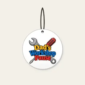 Dad's Workshop Pause Ceramic Ornament in white