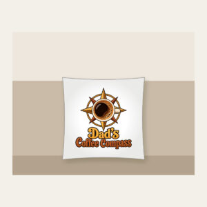Dad's Coffee Compass Pillow in white