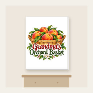 Grandma's Orchard Basket Canvas Print in white