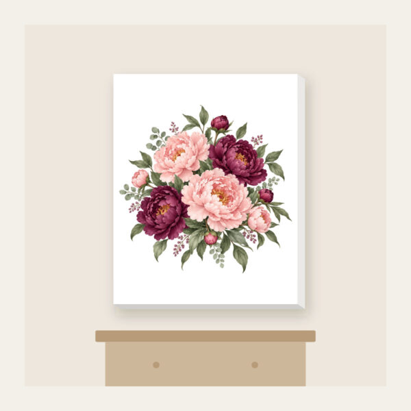 Product image Blush and Plum Peony Clusters Canvas Print