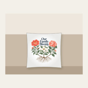 Our Family Blooms Pillow in white