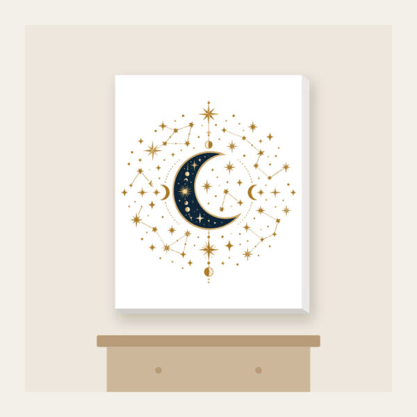 Product image Gilded Constellations and Crescent Moons Canvas Print
