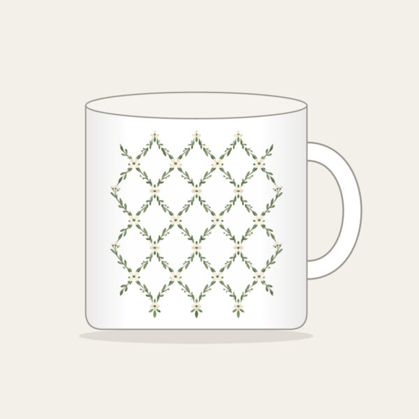 Product image Sage Lattice Diamonds with Tiny Blossoms Mug