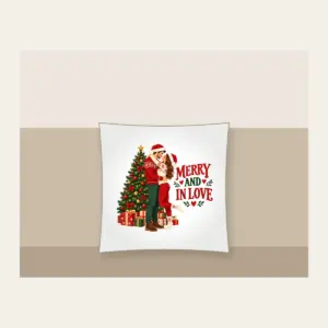 Merry And In Love Pillow in white