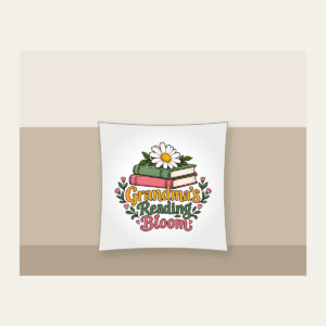 Grandma's Reading Bloom Pillow in white