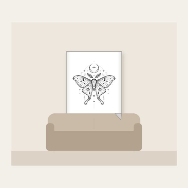 Product image Moth, Stars and Crescent Moon Linework Fleece Blanket