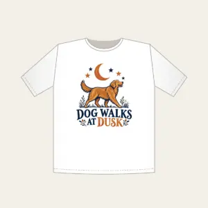DOG WALKS AT DUSK T-Shirt in white