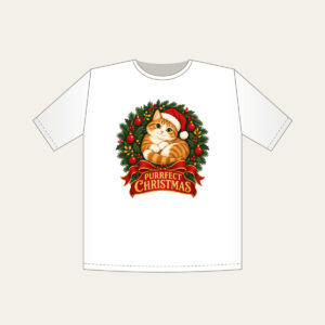 Purrfect Christmas T-Shirt in white