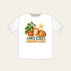 MY CAT MORNING LIGHT T-Shirt in white