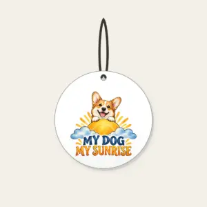 MY DOG MY SUNRISE Ceramic Ornament in white