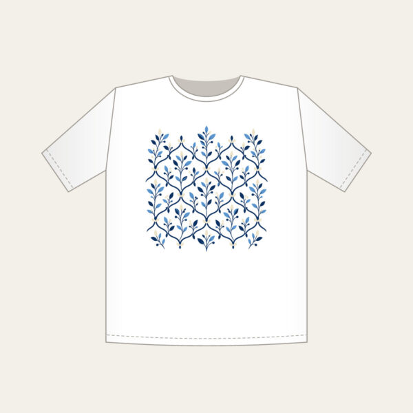 Product image Navy Trellis and Leaf Pattern T-Shirt