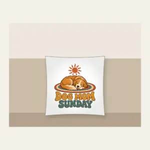 DOG MOM SUNDAY Pillow in white